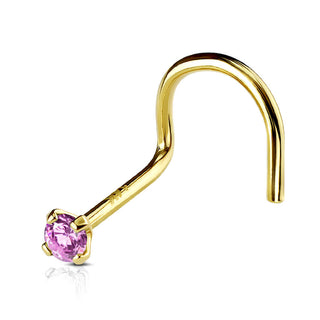 Oro 14 kt Screw Nasale Zircone