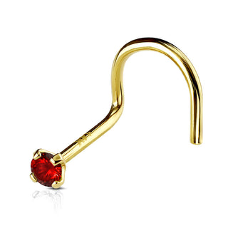 Oro 14 kt Screw Nasale Zircone