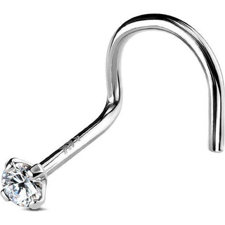 Oro 14 kt Screw Nasale Zircone