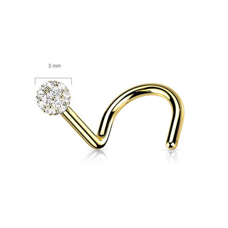 Oro 14 kt Screw Nasale Zircone