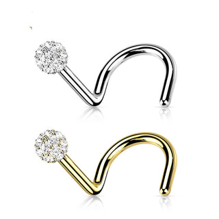 Oro 14 kt Screw Nasale Zircone