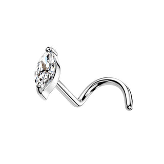Oro 14 kt Screw Nasale Zircone a ellisse