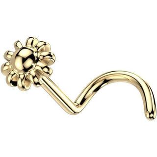 Oro 14 kt Screw Nasale Fiore