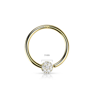 Oro 14 kt Anello Piercing Zircone  Pieghevole