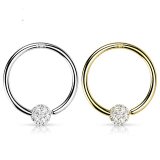 Oro 14 kt Anello Piercing Zircone  Pieghevole