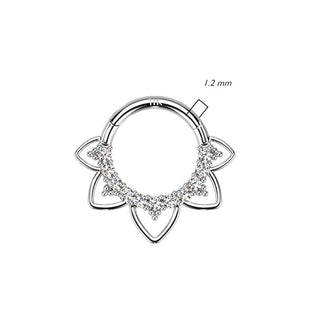 Oro 14 kt Anello Piercing Zirconi/Opali  Clicker