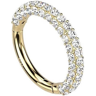 Oro 14 kt Anello Piercing Zirconi Clicker