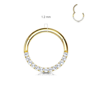 Oro 14 kt Anello Piercing Zircone Clicker