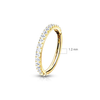 Oro 14 kt Anello Piercing Zirconi Clicker
