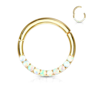 Oro 14 kt Anello Piercing Opali  Clicker