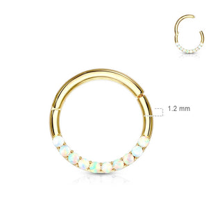 Oro 14 kt Anello Piercing Opali  Clicker