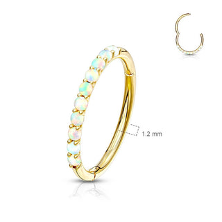Oro 14 kt Anello Piercing Opali  Clicker