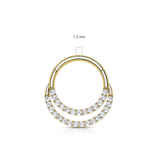Oro 14 kt Anello Piercing Zirconi  Clicker