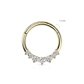 Oro 14 kt Anello Piercing Zirconi Clicker