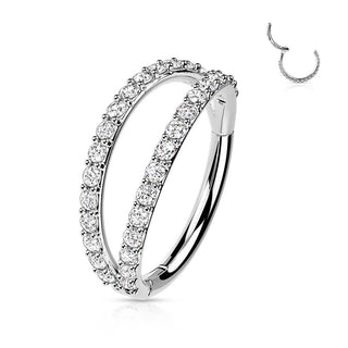 Oro 14 kt Anello Piercing Zirconi Clicker