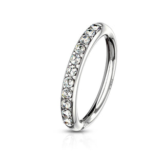 Oro 14 kt Anello Piercing Zirconi Pieghevole