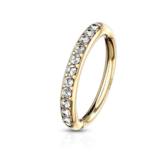 Oro 14 kt Anello Piercing Zirconi Pieghevole