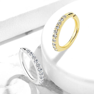 Oro 14 kt Anello Piercing Zirconi Pieghevole