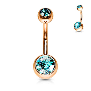 Piercing Ombelico Zirconi e oro rosa