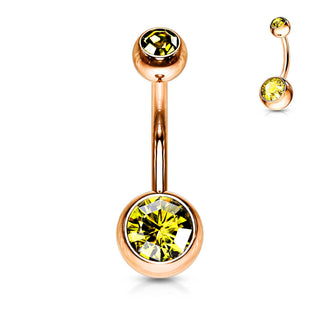 Piercing Ombelico Zirconi e oro rosa