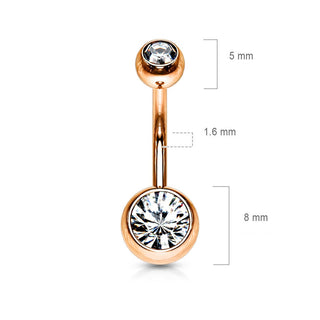 Piercing Ombelico Zirconi e oro rosa