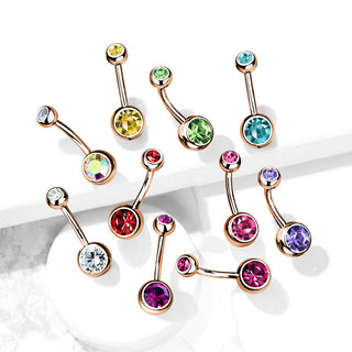 Piercing Ombelico Zirconi e oro rosa