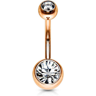Piercing Ombelico Zirconi e oro rosa