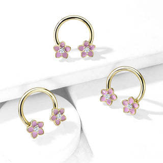 Ferro di Cavallo Fiore di zirconi e oro