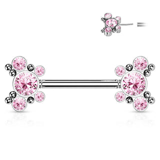 Piercing Capezzolo Farfalle in zirconi e argento Push-In