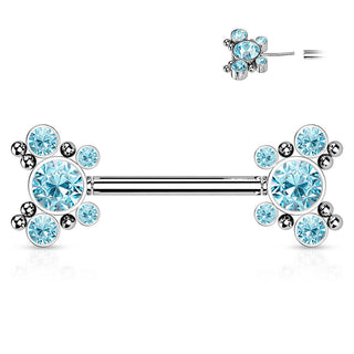 Piercing Capezzolo Farfalle in zirconi e argento Push-In