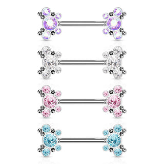 Piercing Capezzolo Farfalle in zirconi e argento Push-In
