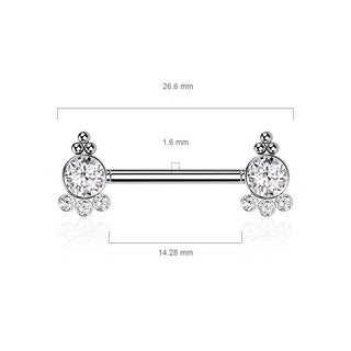 Piercing Capezzolo Zirconi e Oro Push-In