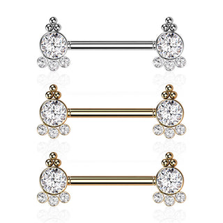 Piercing Capezzolo Zirconi e Oro Push-In