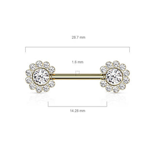 Piercing Capezzolo Fiore in zirconi Push-In