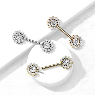 Piercing Capezzolo Fiore in zirconi Push-In