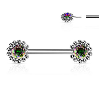 Piercing Capezzolo Fiori di zirconi Push-In