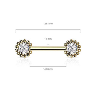 Piercing Capezzolo Fiori di zirconi Push-In