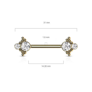Piercing Capezzolo 4 Zirconi Push-In