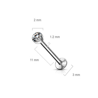 Labret Sfera d´argento con zirconi Push-In