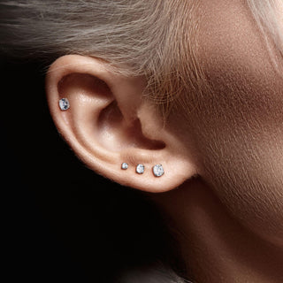 Labret Borchia Argento con Zircone Push-In