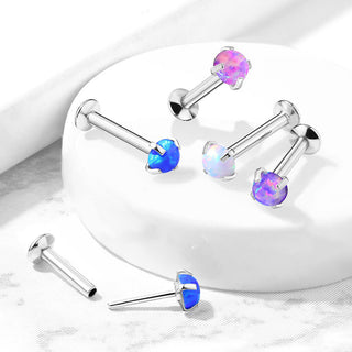 Labret Opale Rotondo e base d´argento
