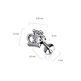 Labret Corona con zircone Push-In