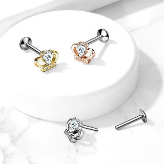 Labret Corona con zircone Push-In