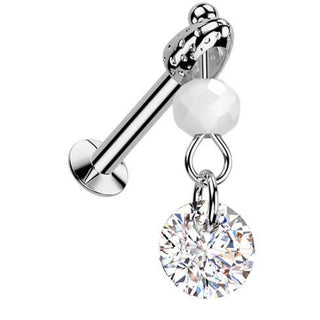 Labret Zirconi vetro perlina pendente Push-In