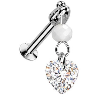 Labret Cuore zircone vetro perlina pendente Push-In