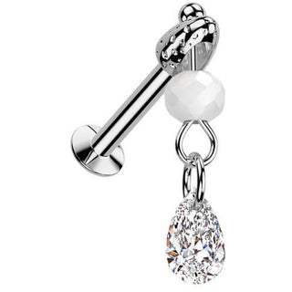 Labret Lacrima zircone vetro perlina pendente Push-In