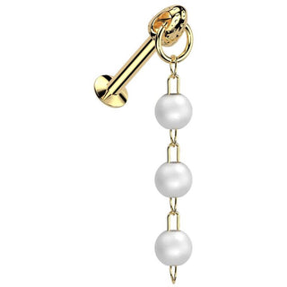 Labret Triple perla pendente Push-In