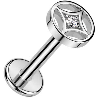 Labret 4 punti stella zircone Push-In