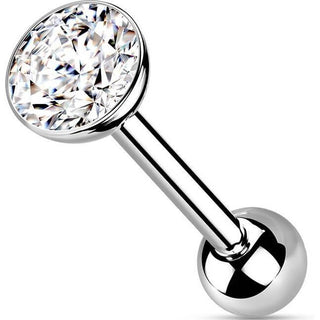 Titanio Barbell Zircone con montatura d´argento Push-In