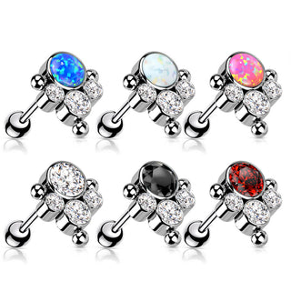Titanio Barbell Zirconi, Opale e Argento Push-In